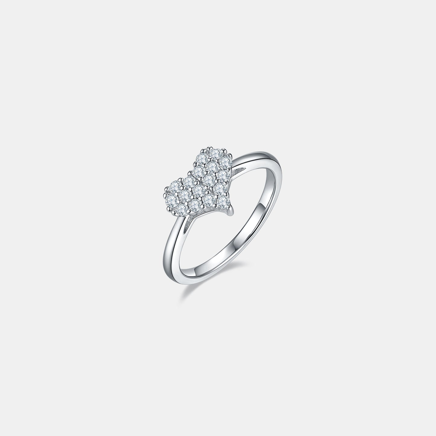 Moissanite 925 Sterling Silver Heart Ring - Freda Fashion