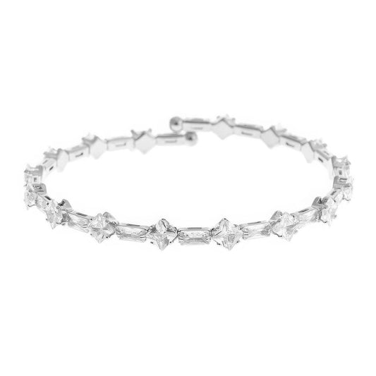 Crystal Square Baguette Cuff Bracelet - GlamBee Fashion