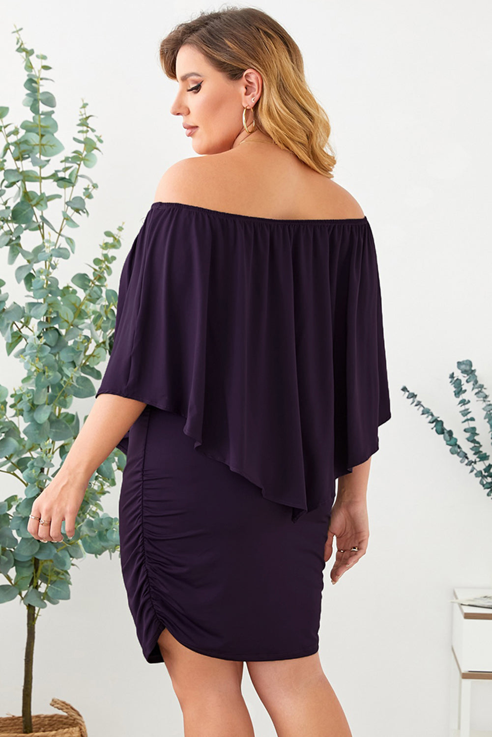 Full Size Off-Shoulder Half Sleeve Dress Trendsi