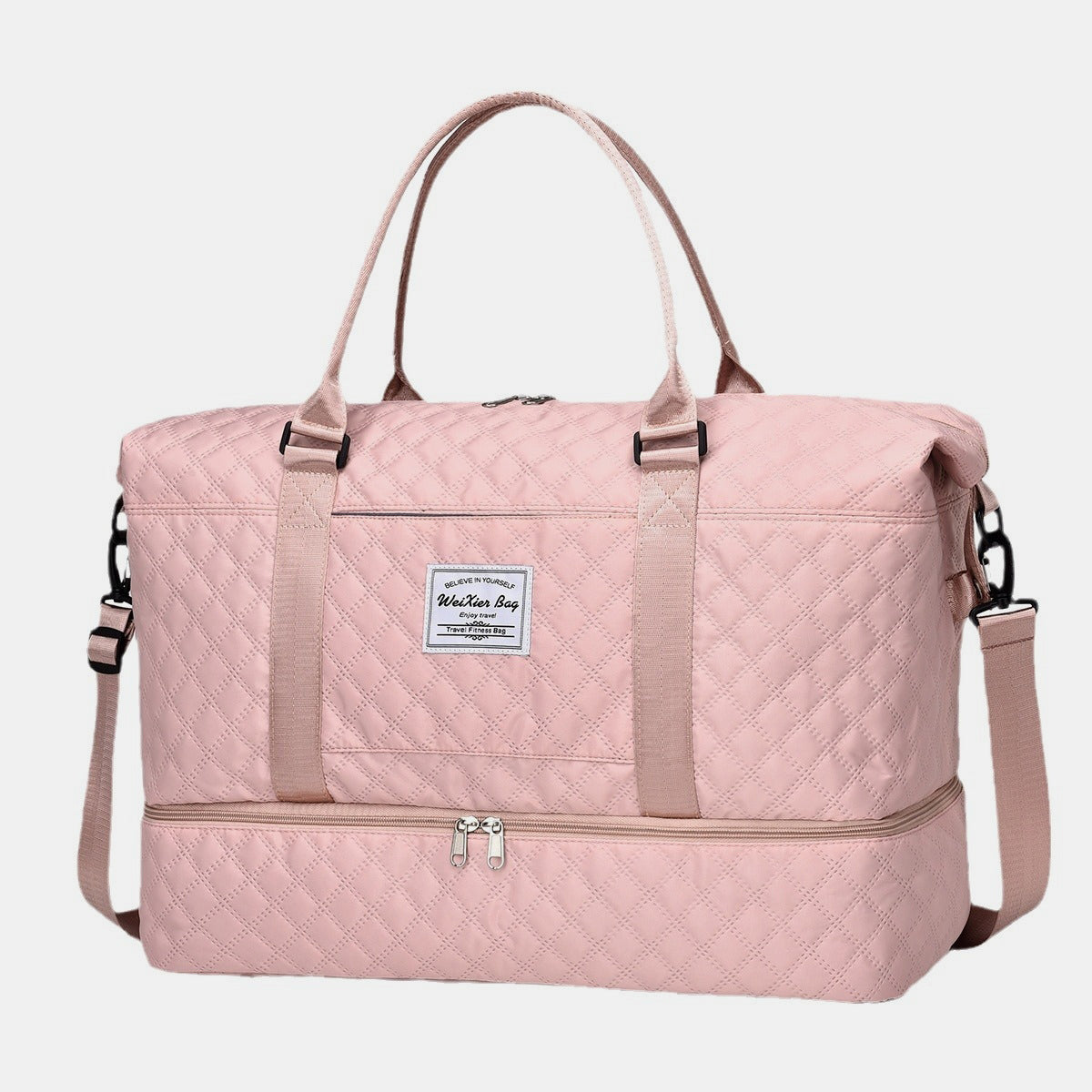 Diamond Grid Oxford Cloth Oversize Travel Bag Trendsi