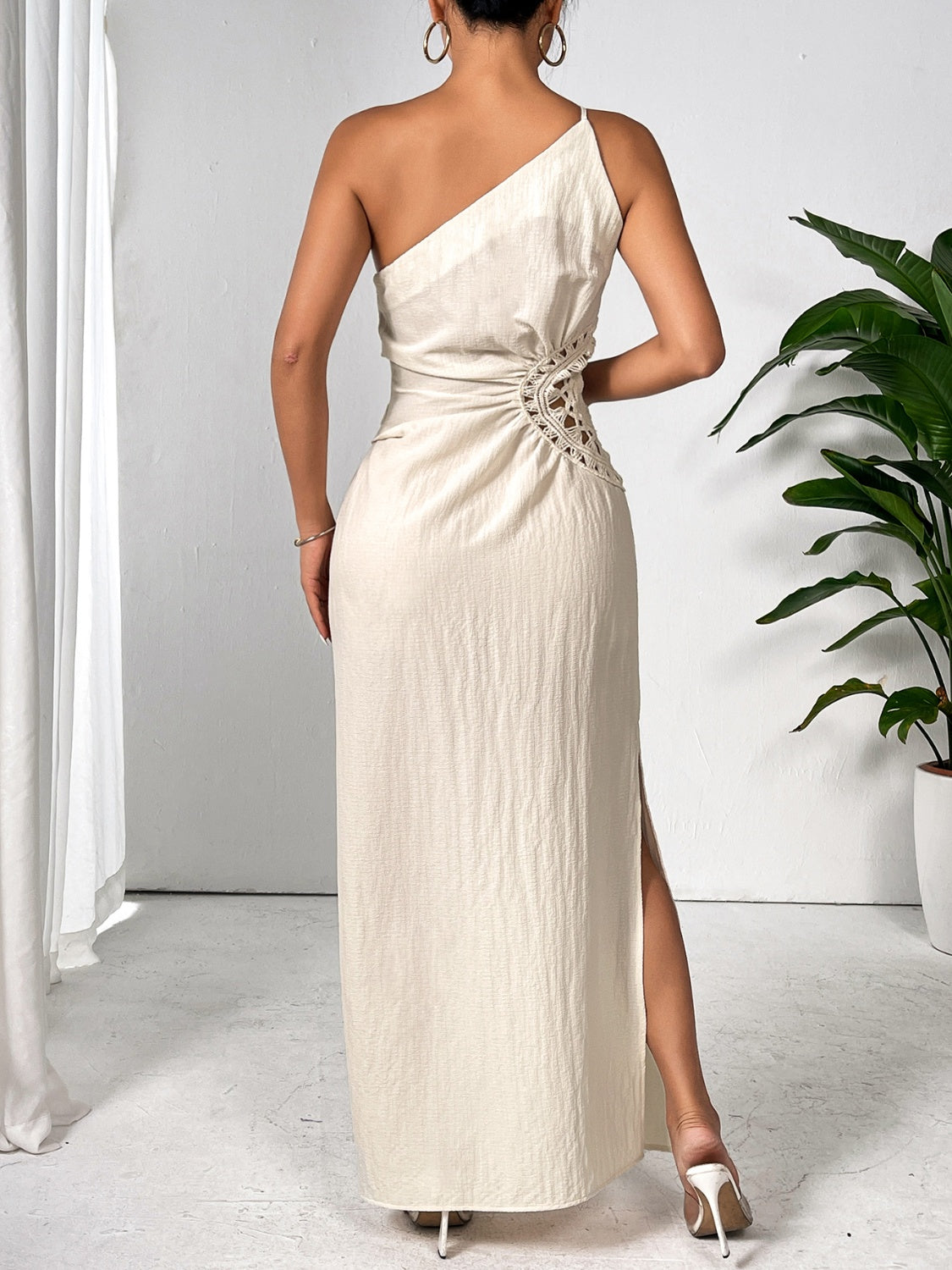 Honey Slit One Shoulder Sleeveless Maxi Dress Trendsi