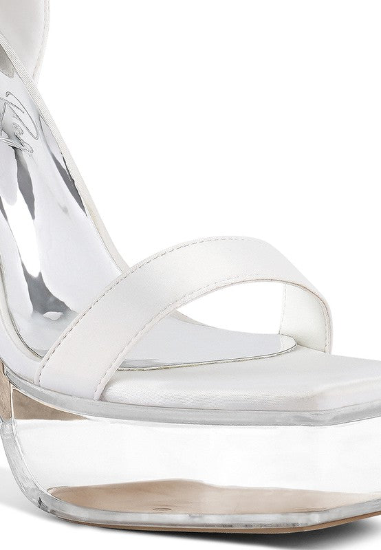 Kiri Satin Clear High Heeled Bow Sandals Rag Company