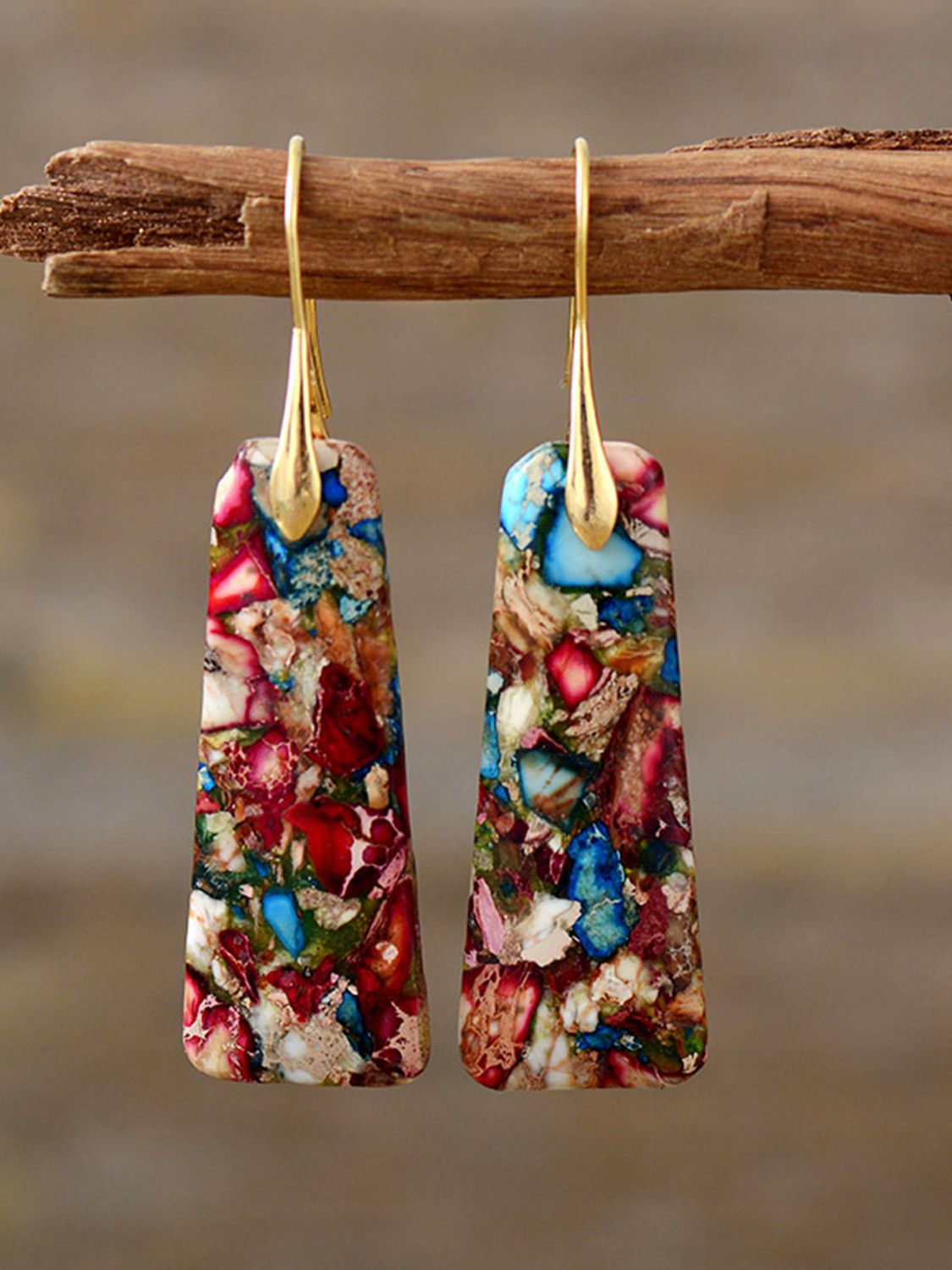 Geometrical Shape Imperial Jasper Dangle Earrings Trendsi