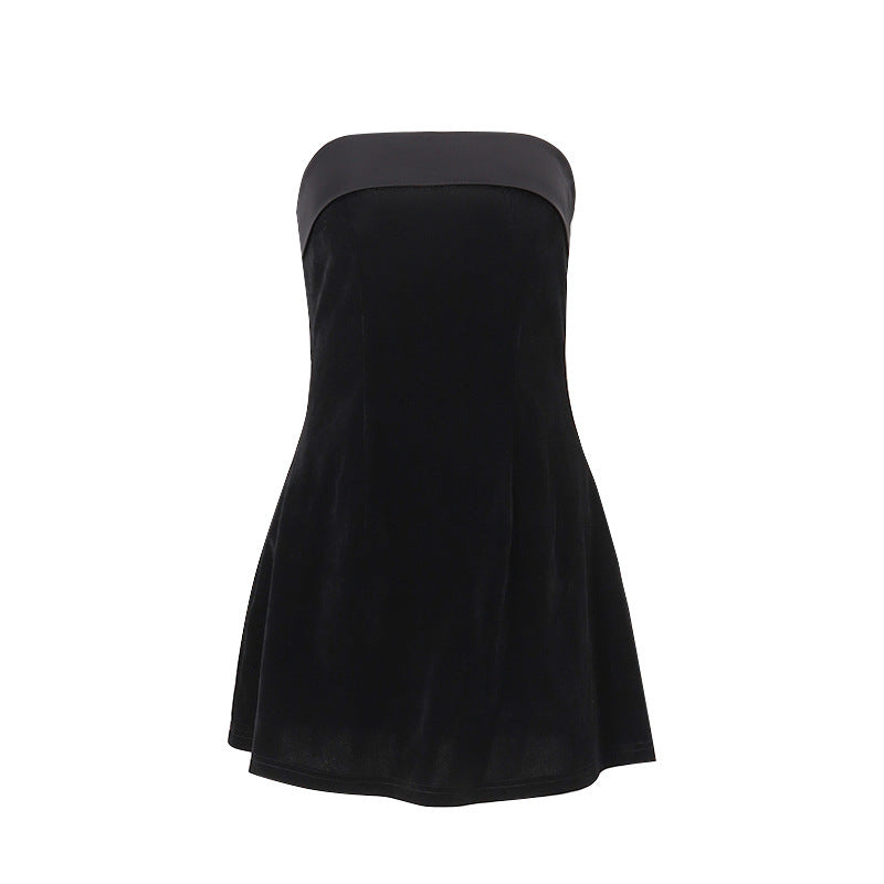 Ins Slim Tube-top Dress Fashion Zipper A-line Short Dresses Party Evening Clothing For Women Freda Fashion