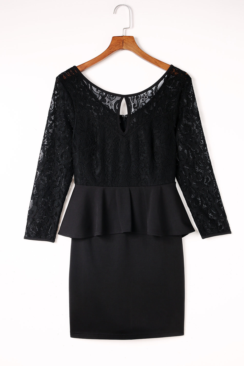 Lace Detail Long Sleeve Mini Dress Trendsi