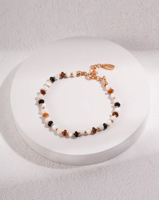 Energetic Amber Tiger's Gaze Pearl Bracelet - Elegant & Timeless - GlamBee Fashion