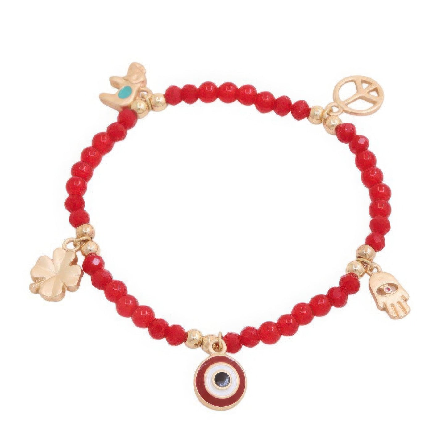 Evil Eye Clover Charm Beaded Bracelet - GlamBee Fashion