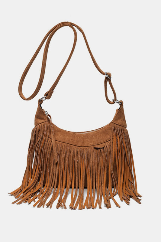 Suede Fringe Adjustable Strap Shoulder Bag Trendsi