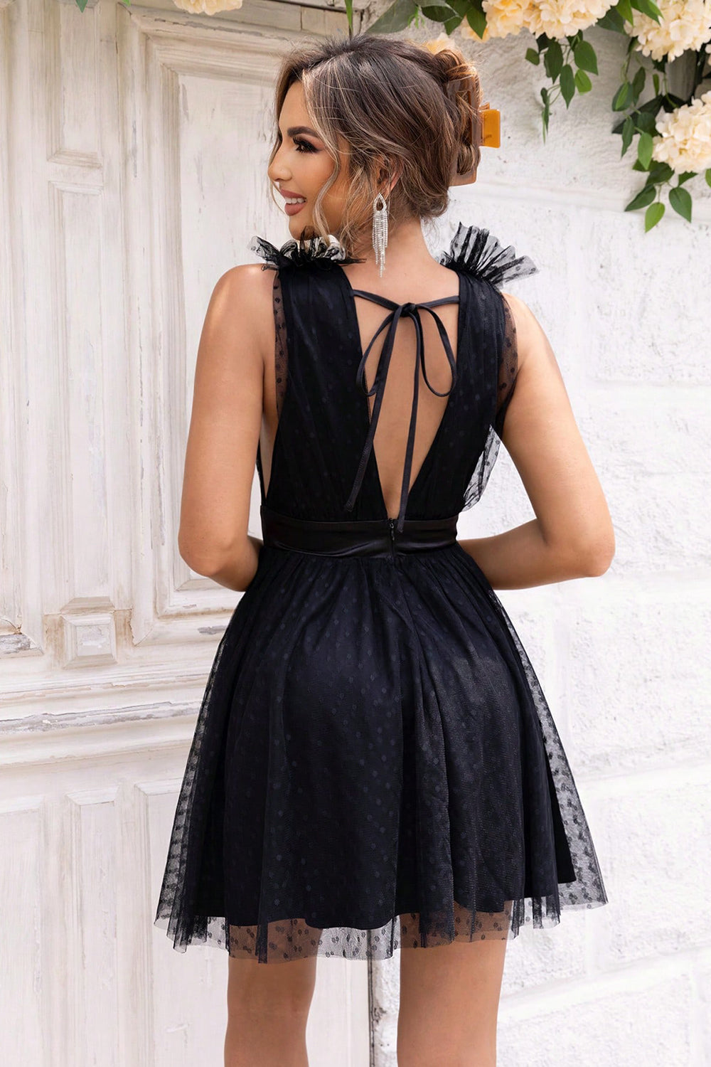 Open Back Sleeveless Mesh Dress Trendsi