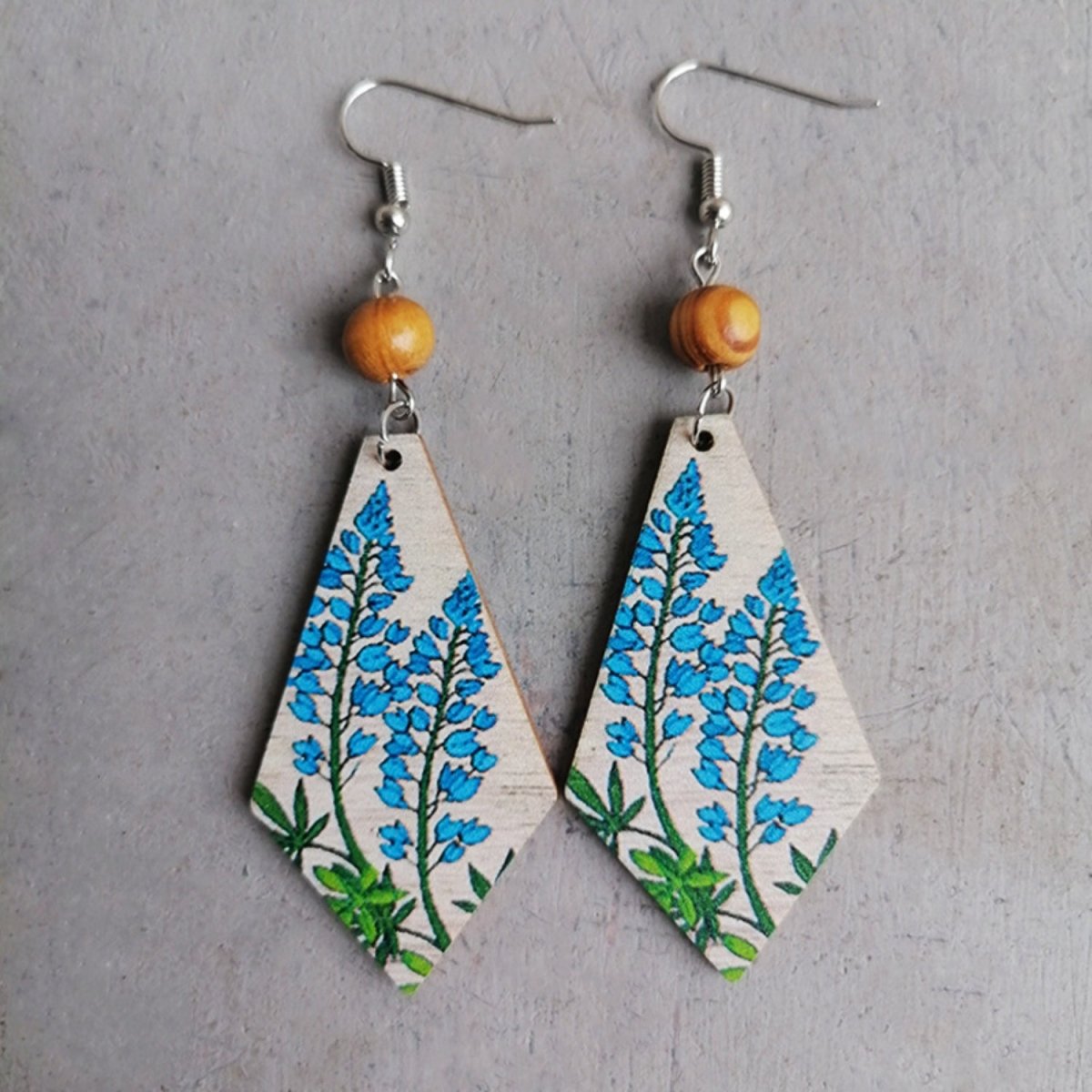 Floral Wooden Teardrop Earrings - Freda Fashion