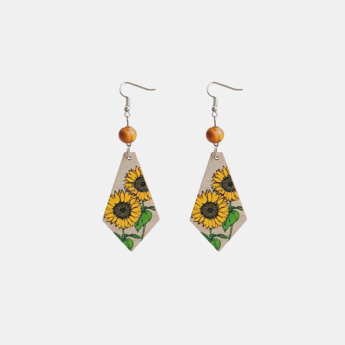 Floral Wooden Teardrop Earrings - Freda Fashion