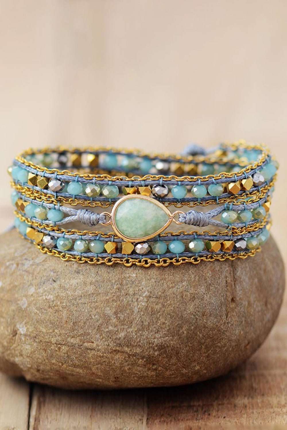 Handmade Teardrop Shape Triple Layer Beaded Bracelet - GlamBee Fashion