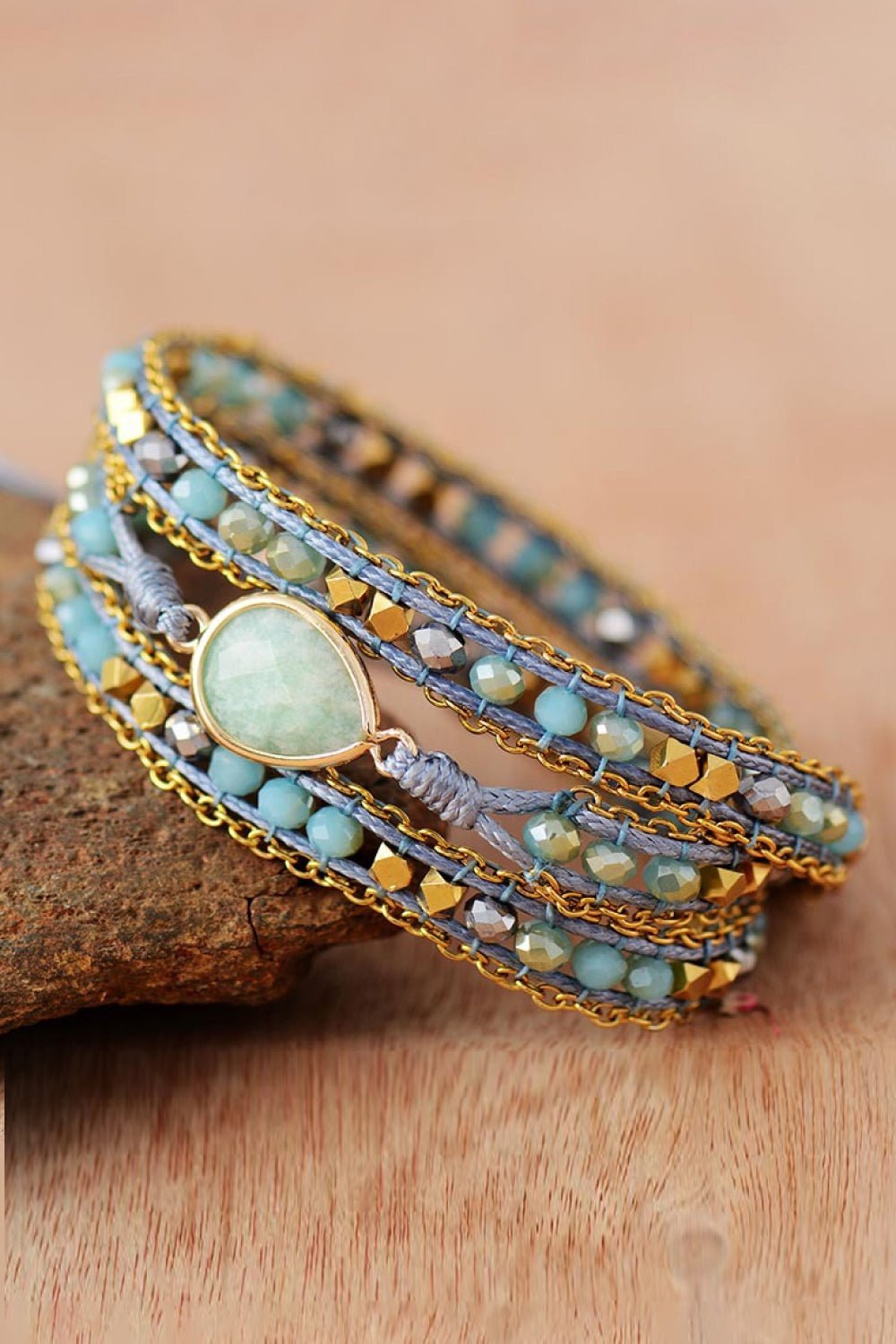 Handmade Teardrop Shape Triple Layer Beaded Bracelet - GlamBee Fashion