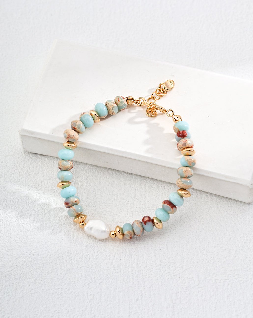 Lake Serenity: Lardetite and Pearl Bracelet - GlamBee Fashion