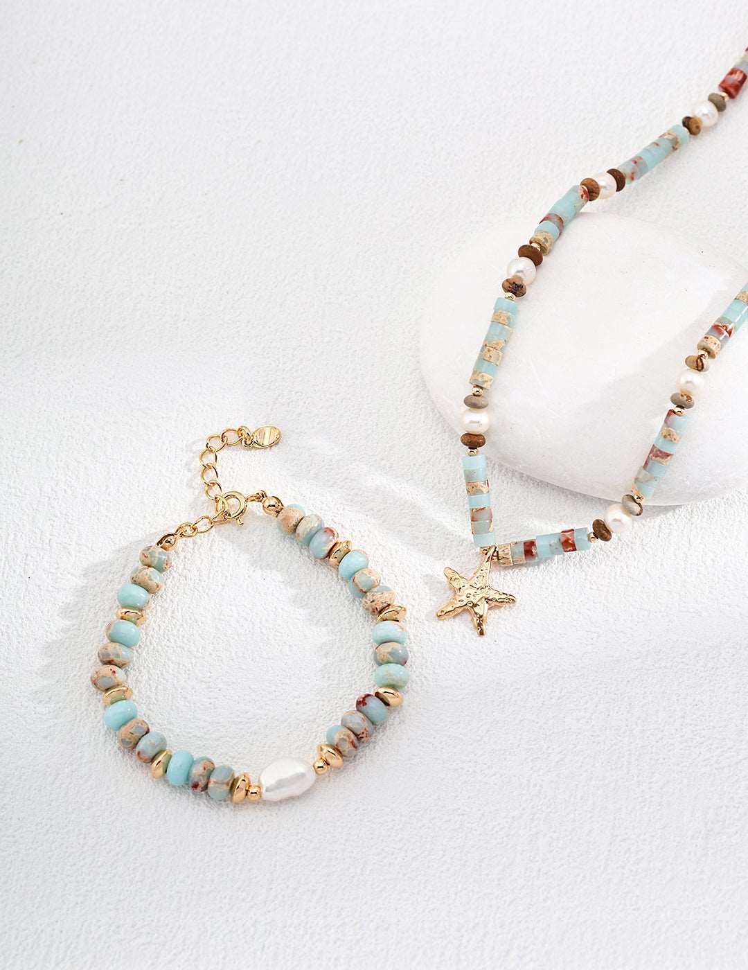 Lake Serenity: Lardetite and Pearl Bracelet - GlamBee Fashion