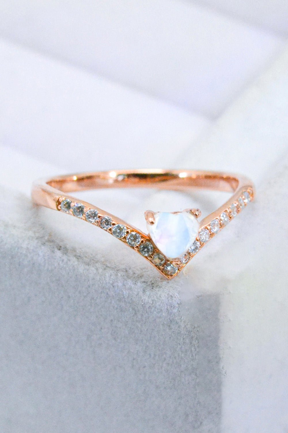 Moonstone Heart - Shaped Ring - Freda Fashion