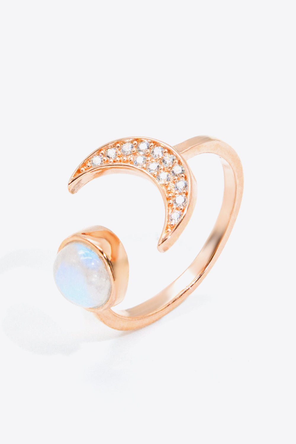 Natural Moonstone and Zircon Sun & Moon Open Ring - Freda Fashion