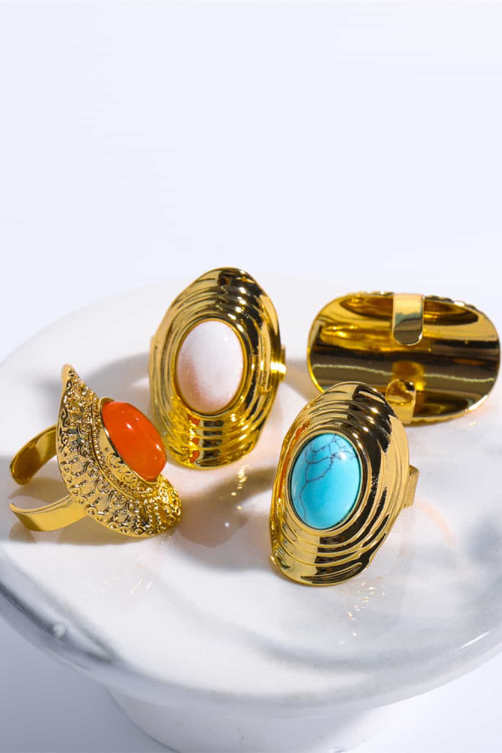 Natural Stone Copper Ring - Freda Fashion