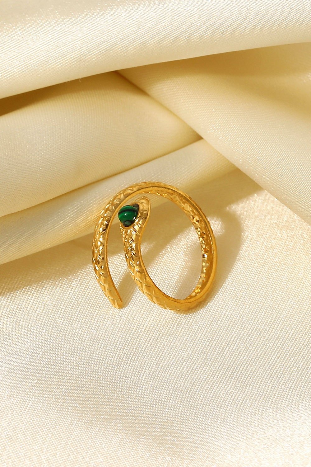 Snake Charmer Malachite Snake - Shaped Bypass Ring - GlamBee Fashion