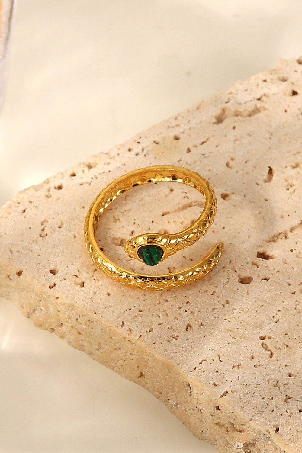 Snake Charmer Malachite Snake - Shaped Bypass Ring - GlamBee Fashion