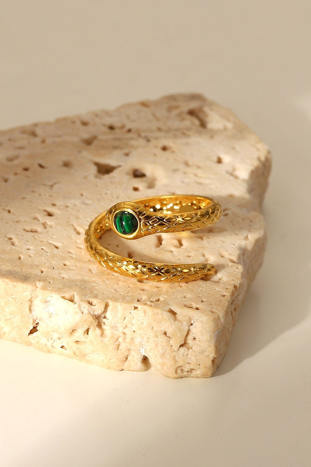 Snake Charmer Malachite Snake - Shaped Bypass Ring - GlamBee Fashion