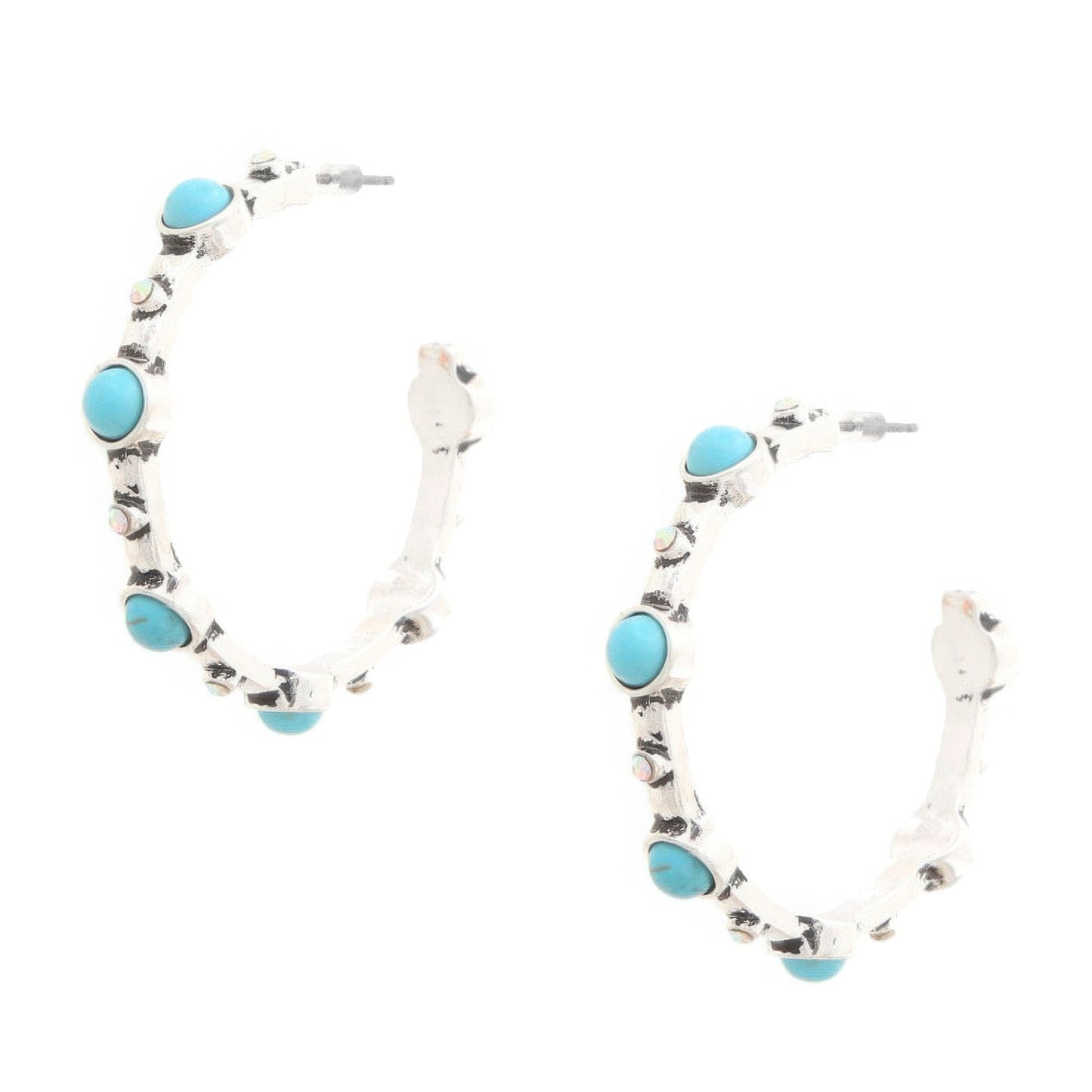 Western Turquoise Bead Open Hoop Earring - GlamBee Fashion